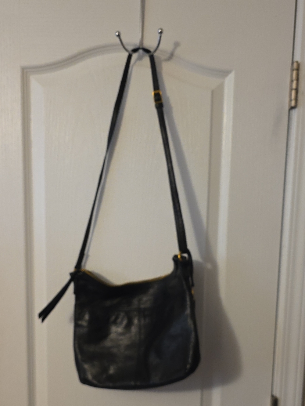 Margot Black Leather Crossbody Shoulder Bag